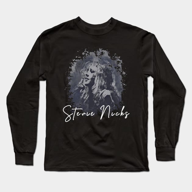 Stevie Nicks Silent Retro Style Fan Art Long Sleeve T-Shirt by VintageMimi